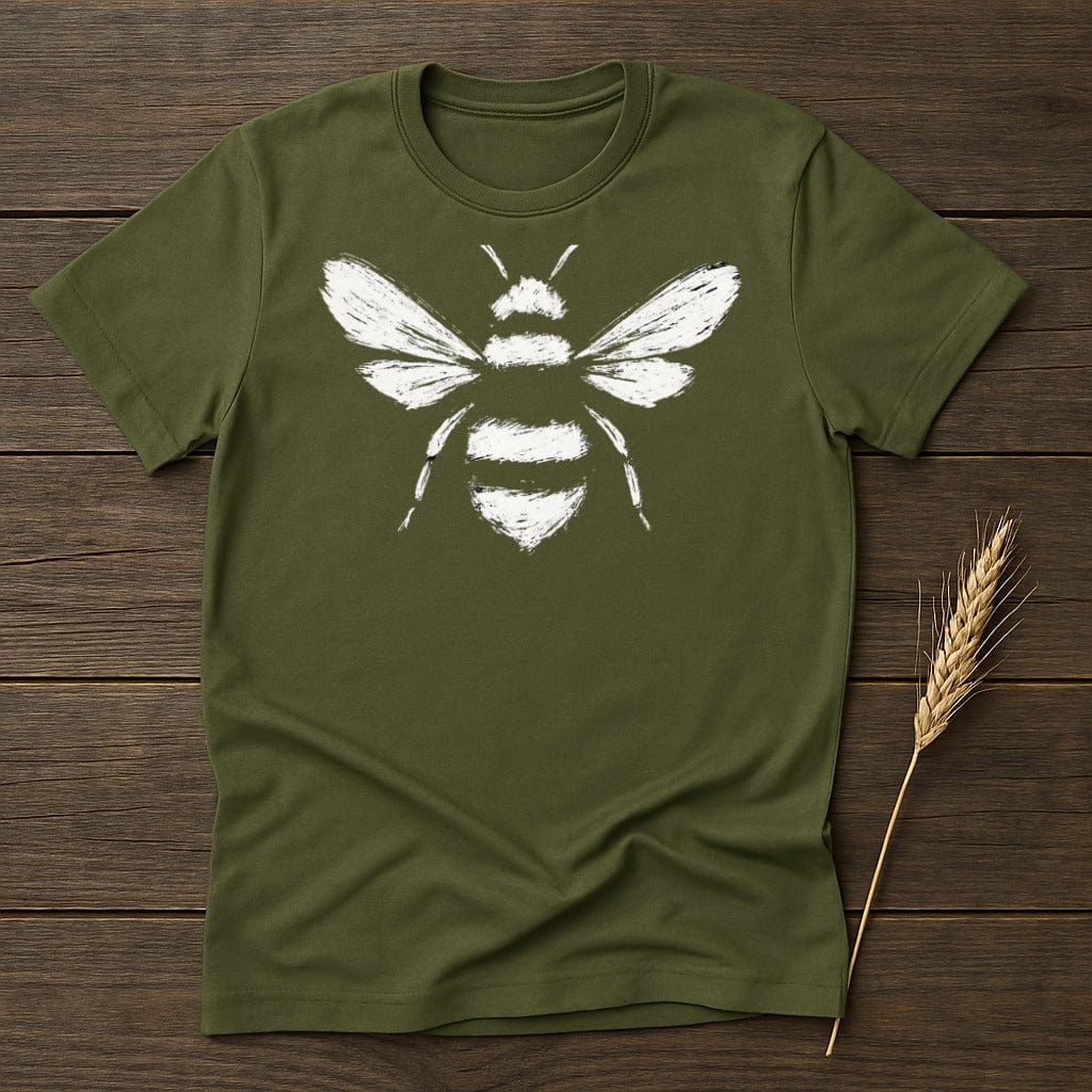 Vintage Styled Bee Graphic on Olive T-Shirt product