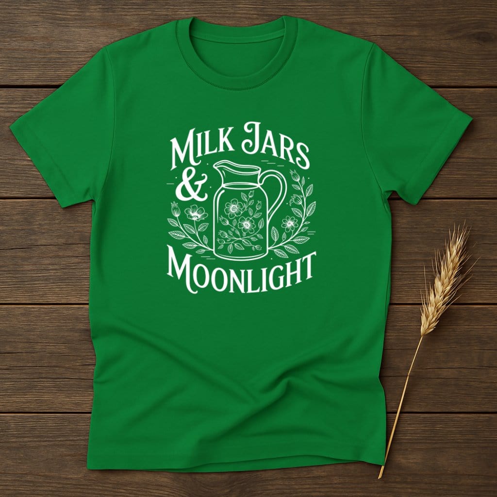 Milk Jars & Moonlight Print on Green T-Shirt product type