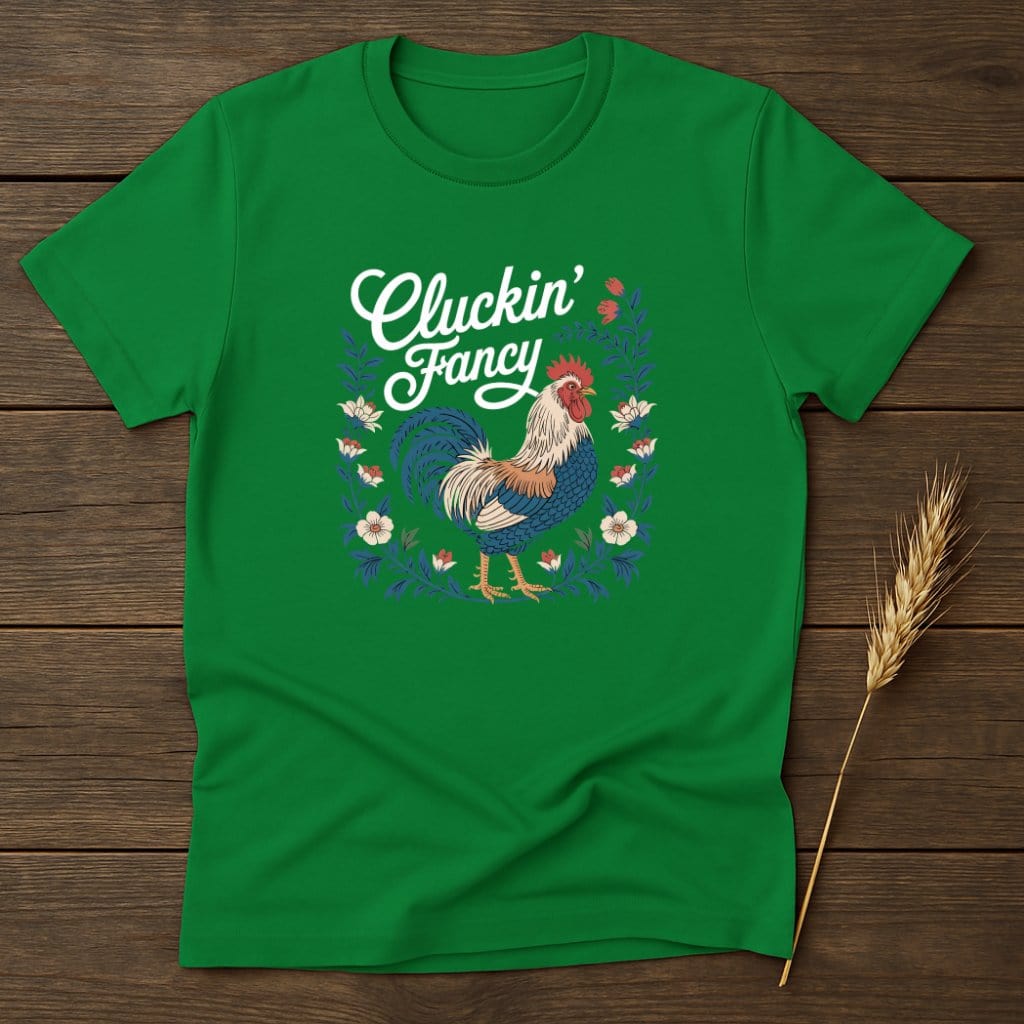 Cluckin' Fancy Rooster Graphic Green T-shirt product type