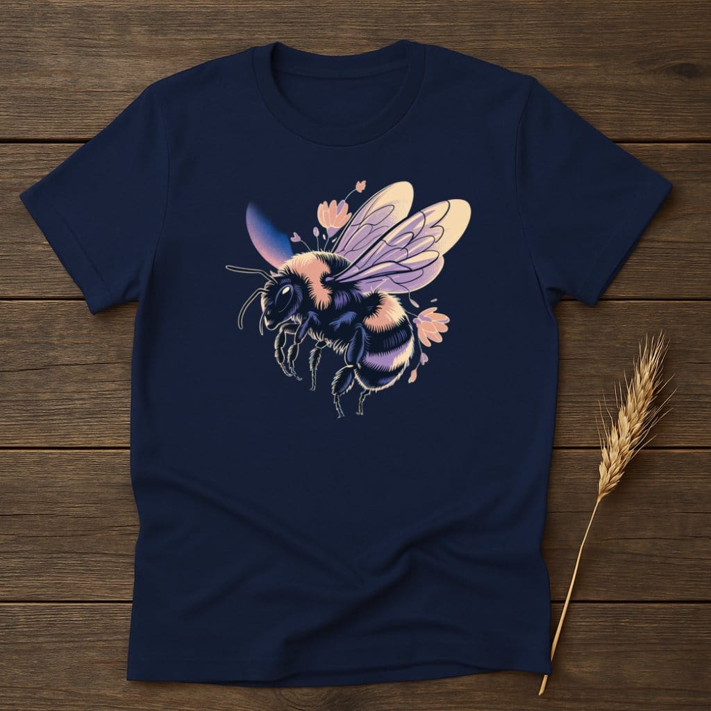 Elegant Artistic Bee Design on Navy Blue Shirt product