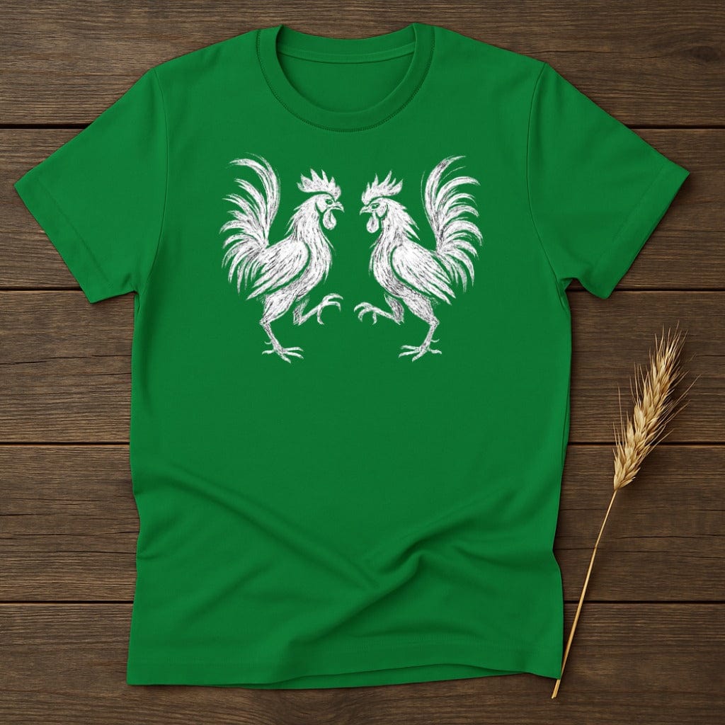 Rooster Print Green Short Sleeve Men's T-shirt product