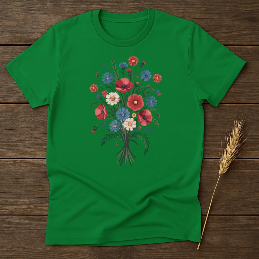 Floral Bouquet Design Green T-Shirt product type