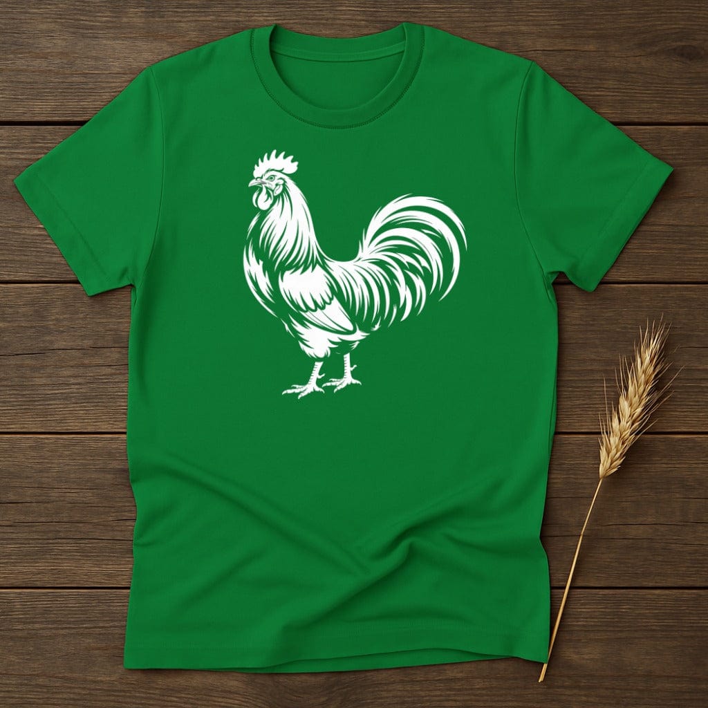 Green T-Shirt with White Rooster Print Shirt product