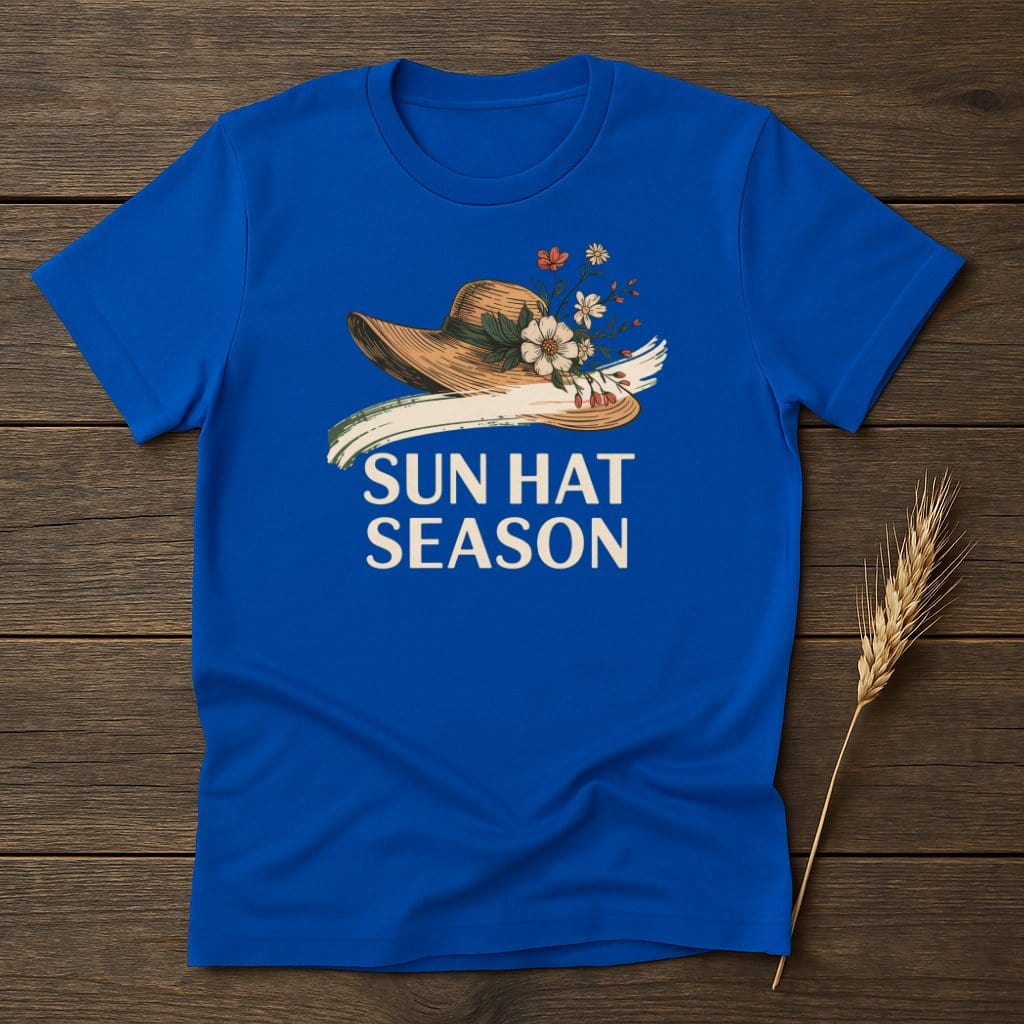 Sun Hat Season Graphic Tee Blue Shirt product type