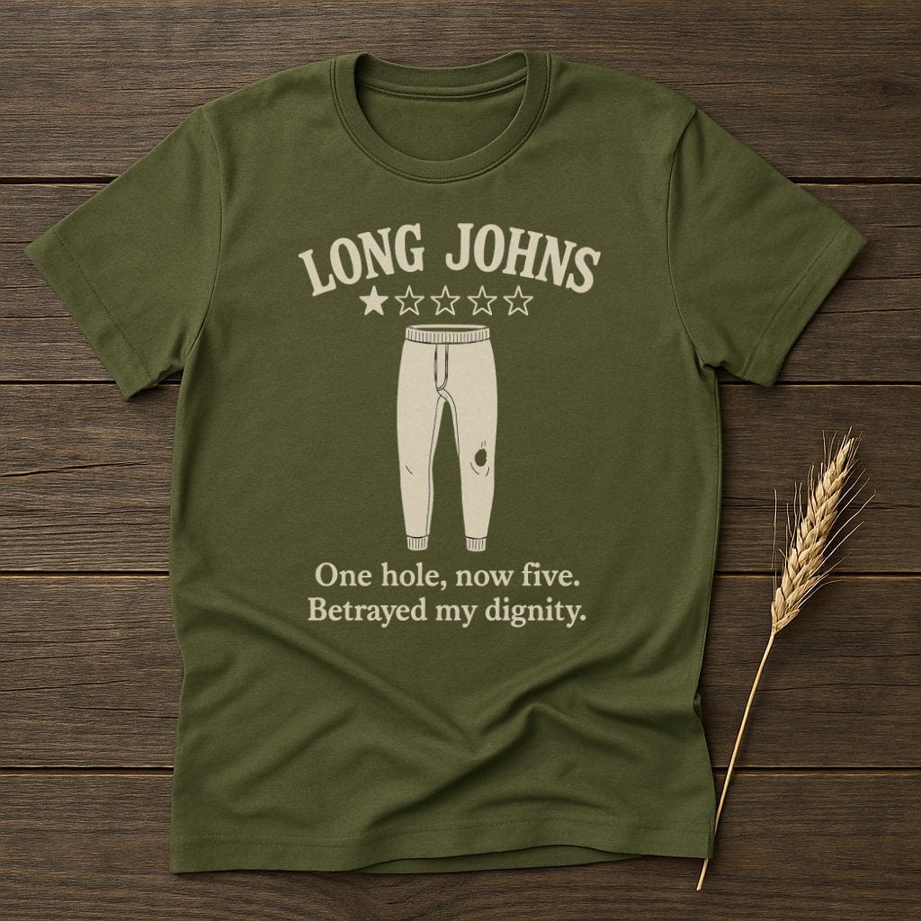Long Johns Funny Graphic T-Shirt Hilarious Novelty Product