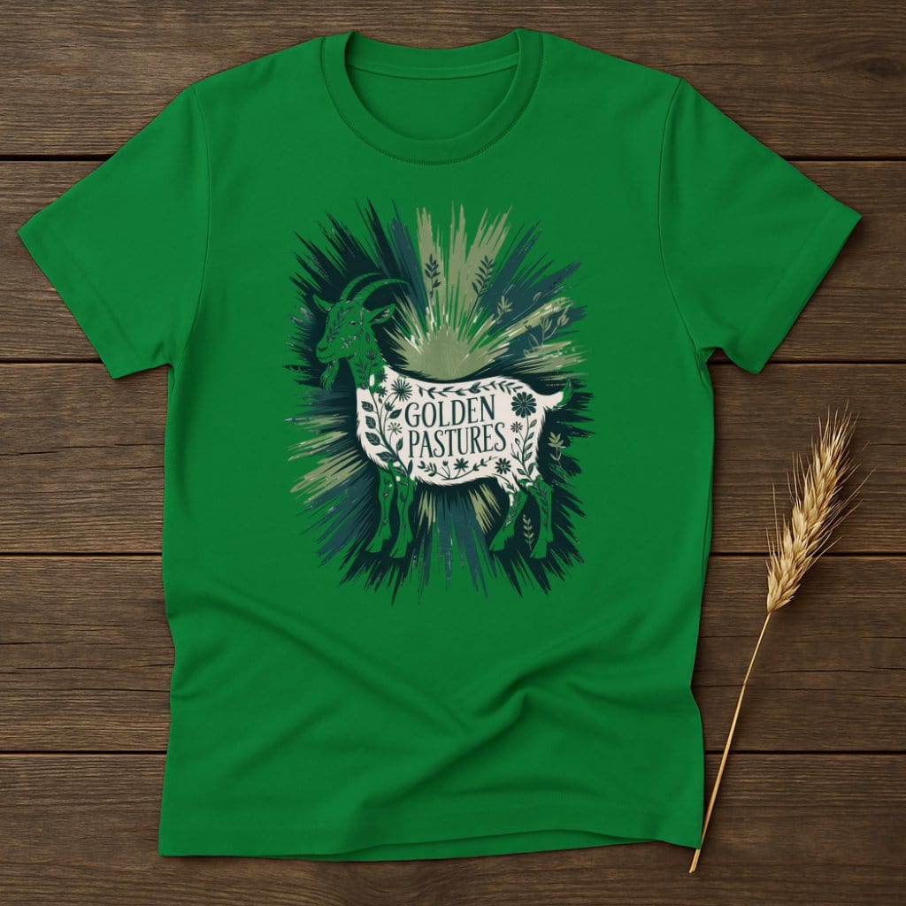 Golden Pastures Goat Graphic Green Shirt product