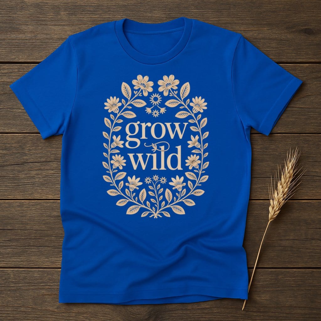 Grow Wild Floral Design Blue Graphic T-shirt product