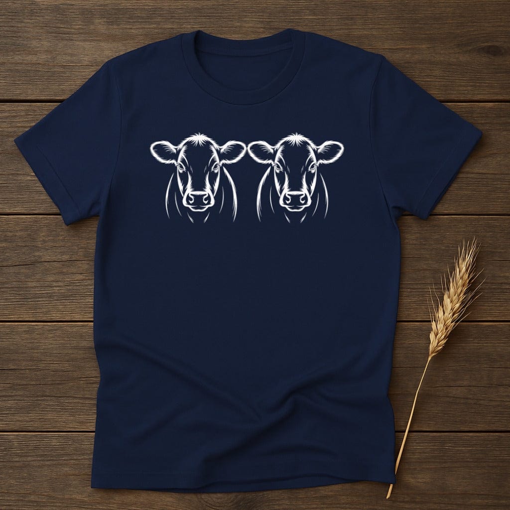 Twin Cows Graphic Dark Blue Tee Shirt product