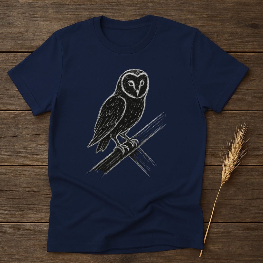 Detailed Owl Illustration on Navy Blue Shirt product type