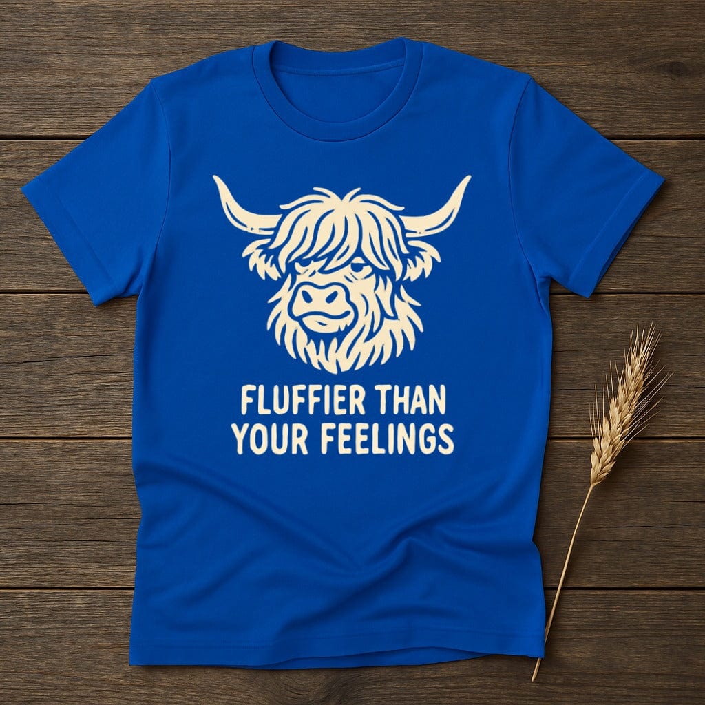 Fluffier Than Your Feelings Highland Cow Graphic T-Shirt