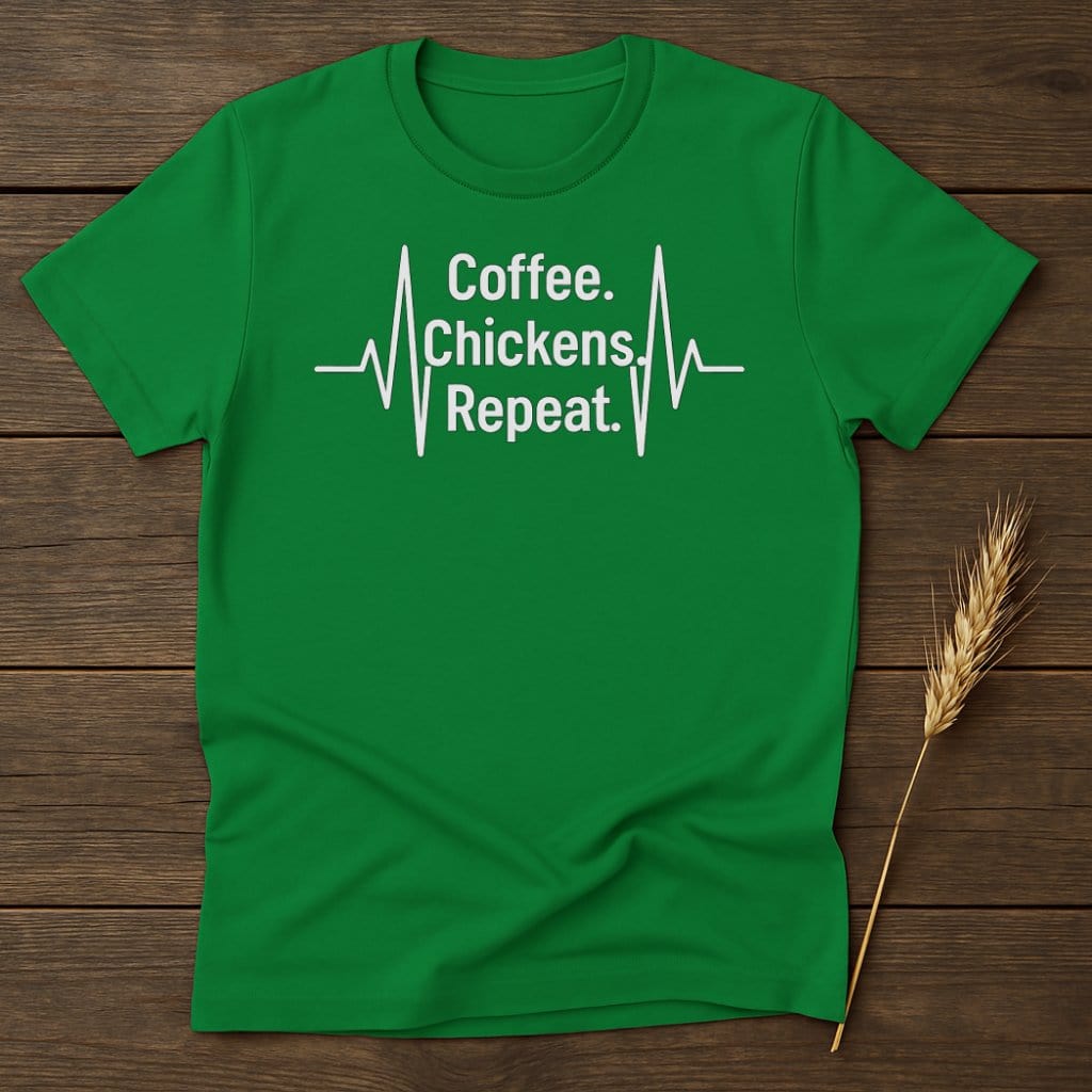 Coffee Chickens Repeat Green Unisex T-Shirt product