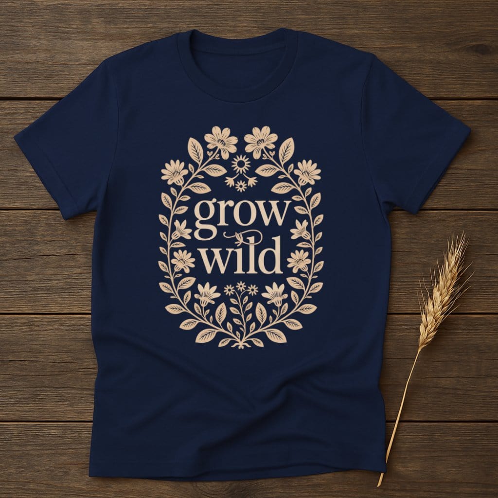 Grow Wild Floral Design Blue Graphic T-Shirt product type