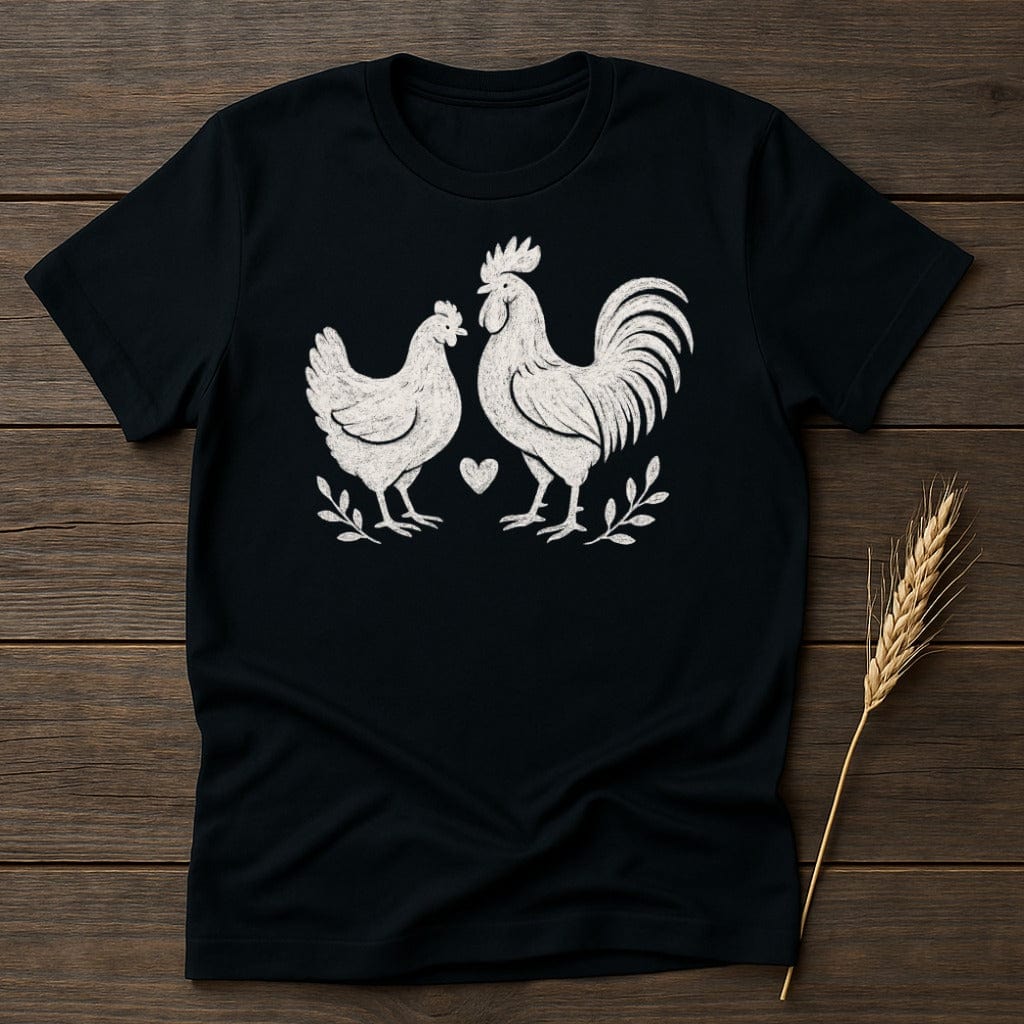 Romantic Chicken and Rooster Graphic T-shirt product type