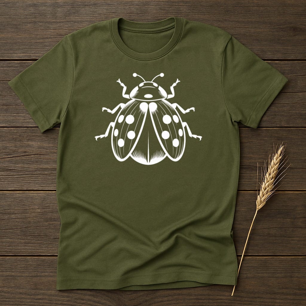 Ladybug Design on Green Background TShirt product type