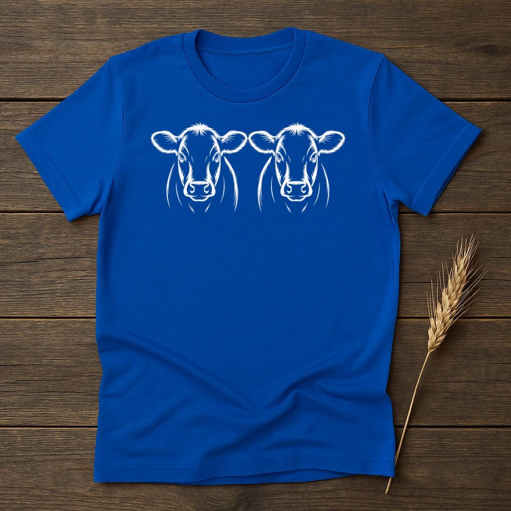 Playful Twin Cows Graphic Design T-Shirt product