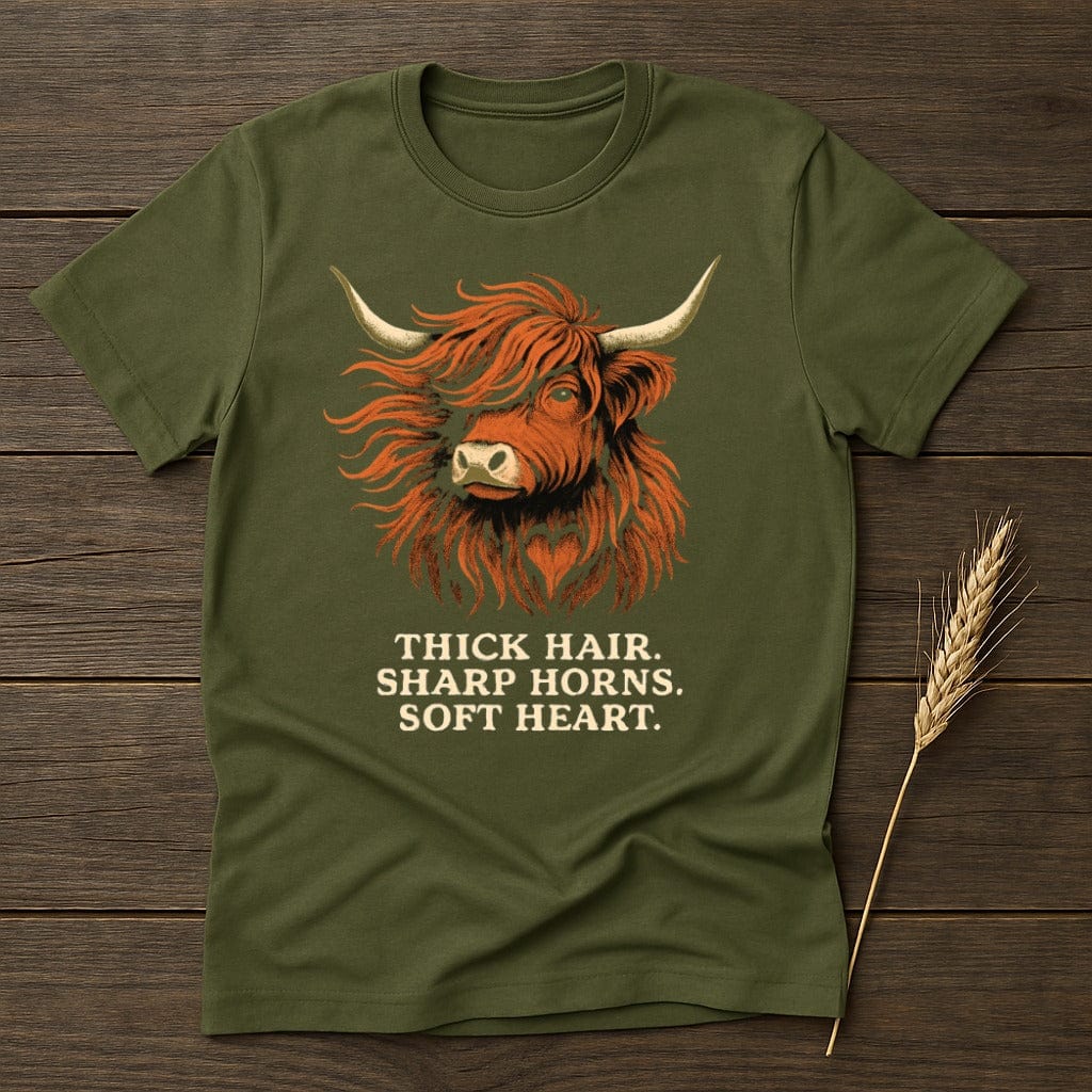 Highland Cow Graphic Tee with Bold Text product type