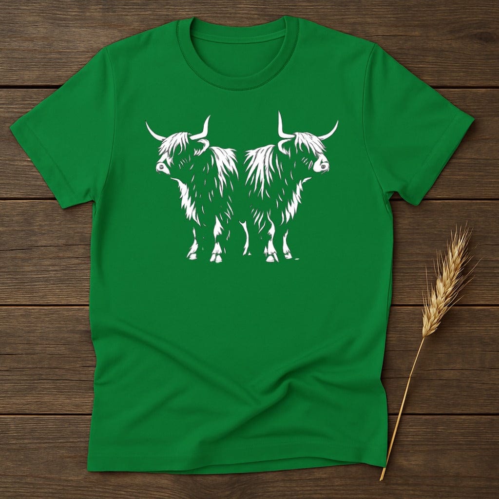 Unique Green T-Shirt with Highland Cattle Design product