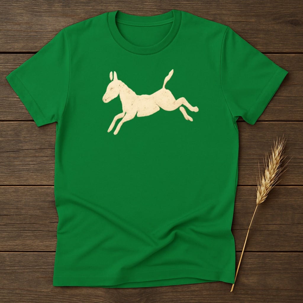 Green T-Shirt With Running Donkey Artwork Graphic product