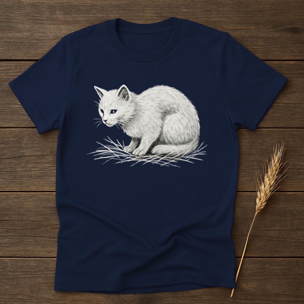 Adorable White Cat Sitting on Nest Art T-Shirt product type