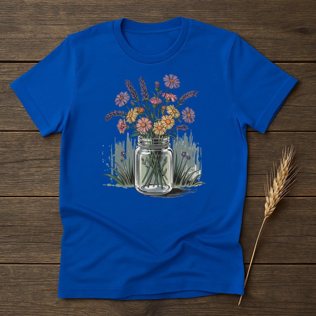 Floral Bouquet in Mason Jar Print T-Shirt product