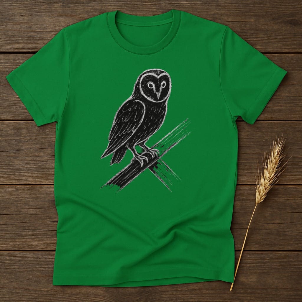 Elegant Green T-Shirt with Detailed Owl Design product type
