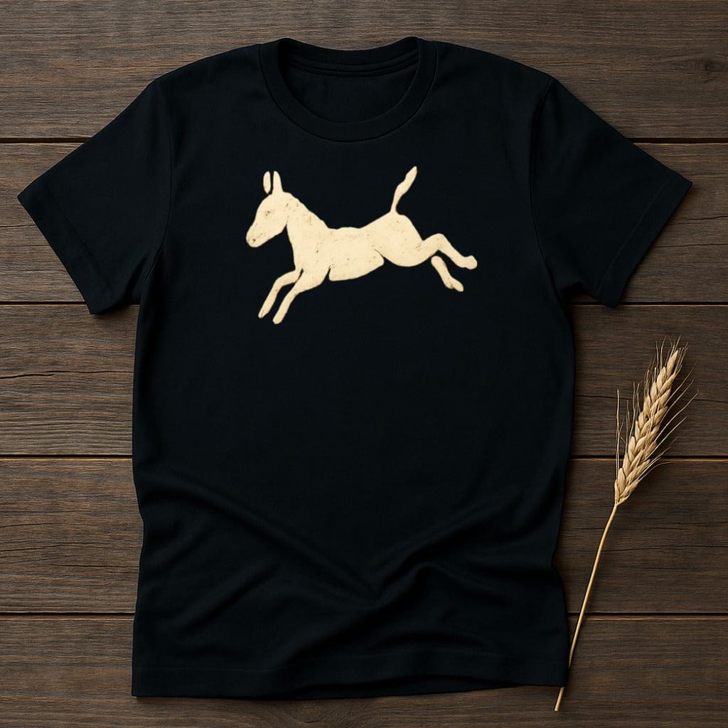 Luxurious black t-shirt with running donkey product type