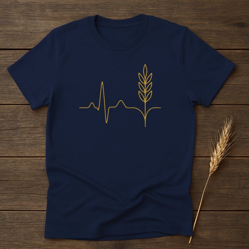 Heartbeat with Wheat Design on Navy T-shirt product