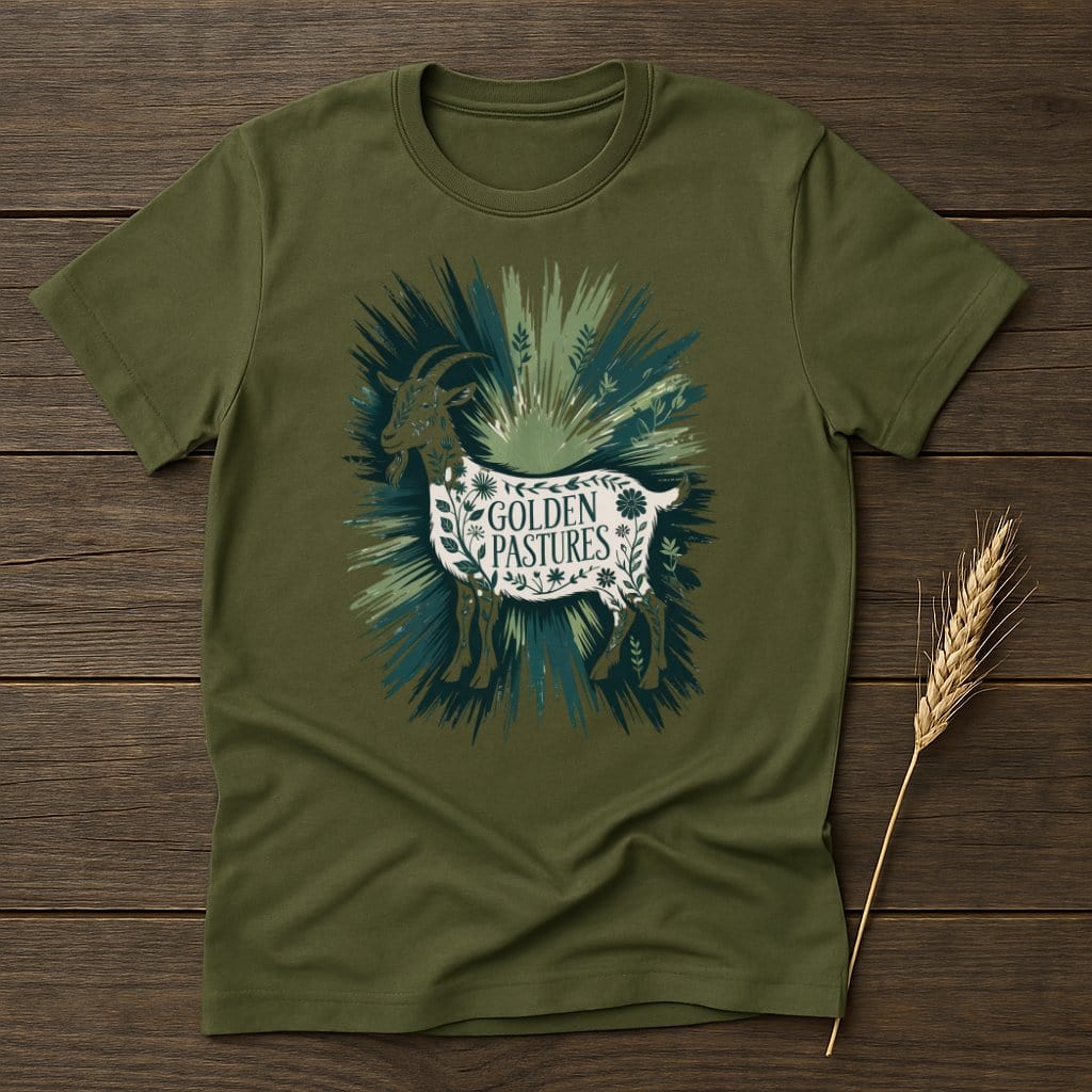 Golden Pastures Design on Olive Green Shirt product