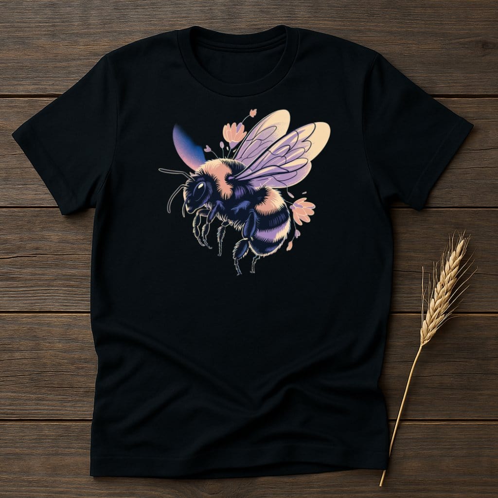 Unique Artistic Bee Illustration Black T-shirt product