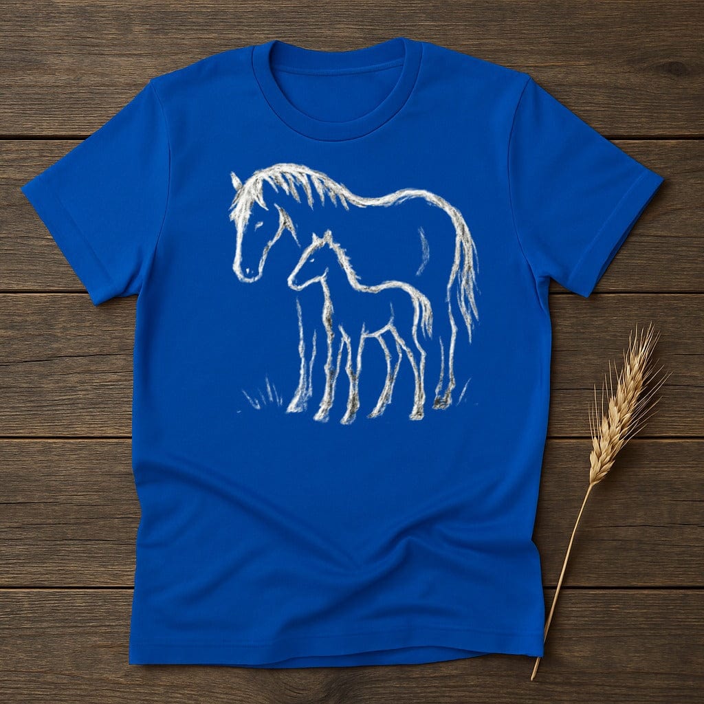 Blue Tee with Horse and Foal Graphic Printed product type