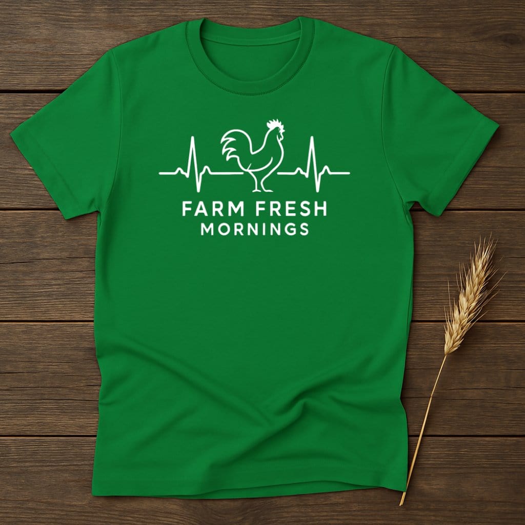 Farm Fresh Mornings Rooster Design Green Shirt product