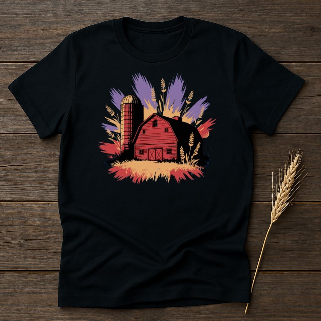 Rustic Barn and Wheat Silhouette Design T-Shirt product type