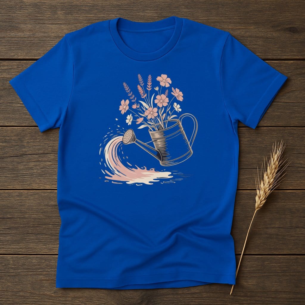 Watering Can Flowers Design Blue Shirt product