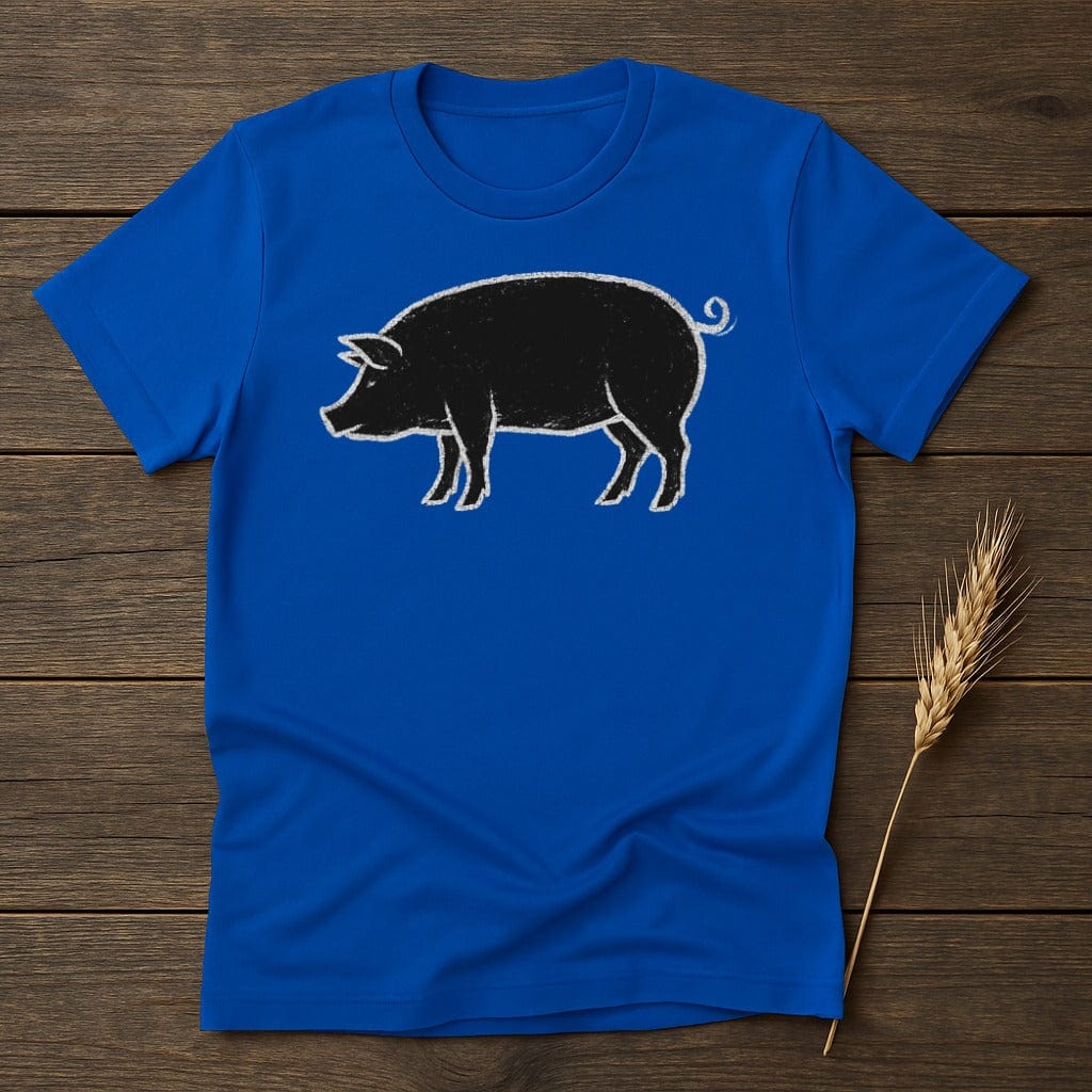 Blue T-Shirt with Black Pig Illustration product type