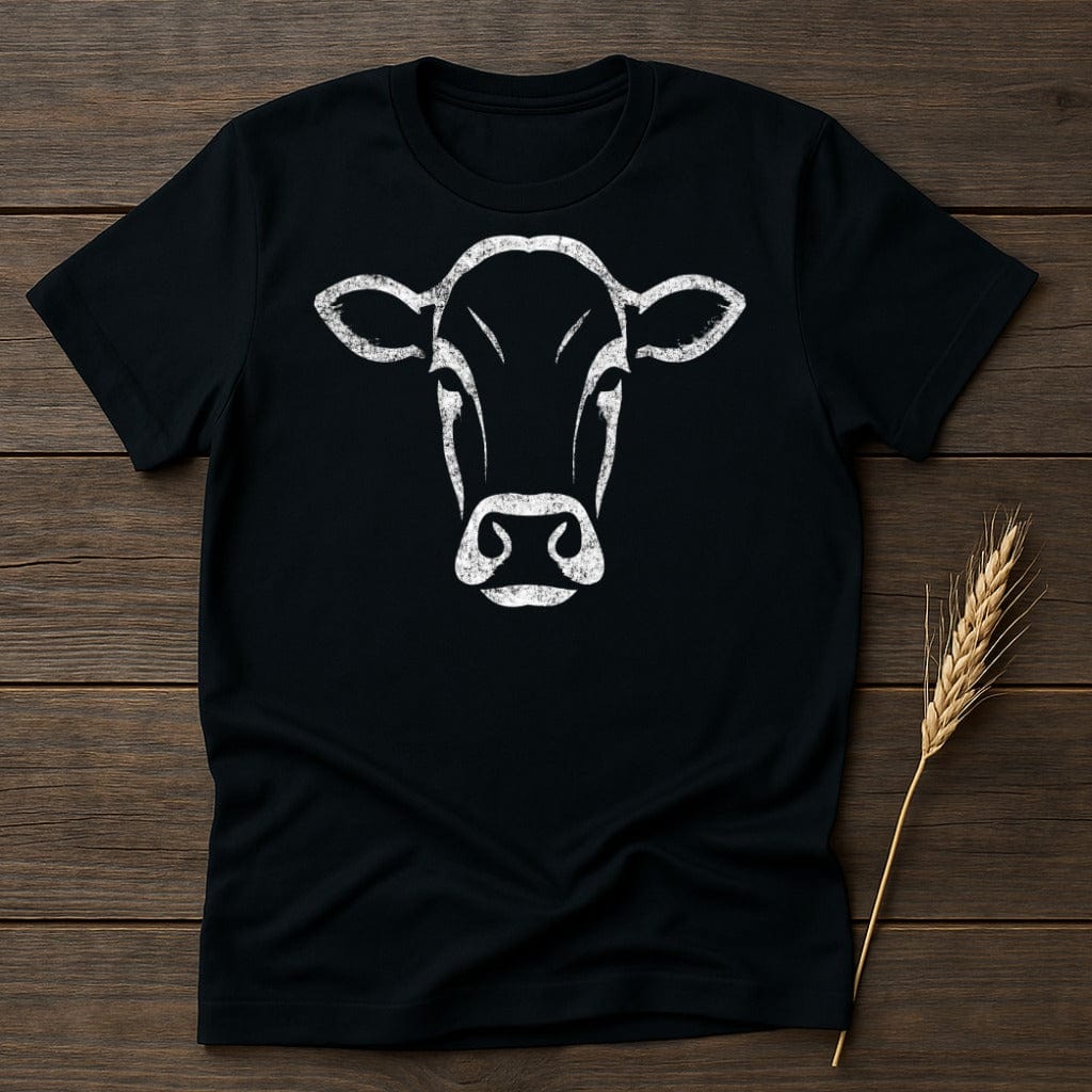 Bold Cow Head Graphic on Black T-shirt product
