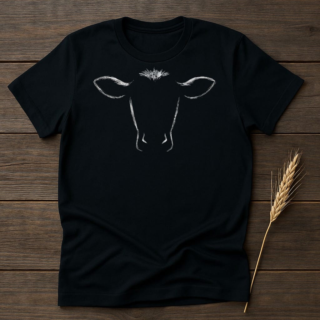 Minimalist Cow Head Print Black Graphic T-Shirt product type