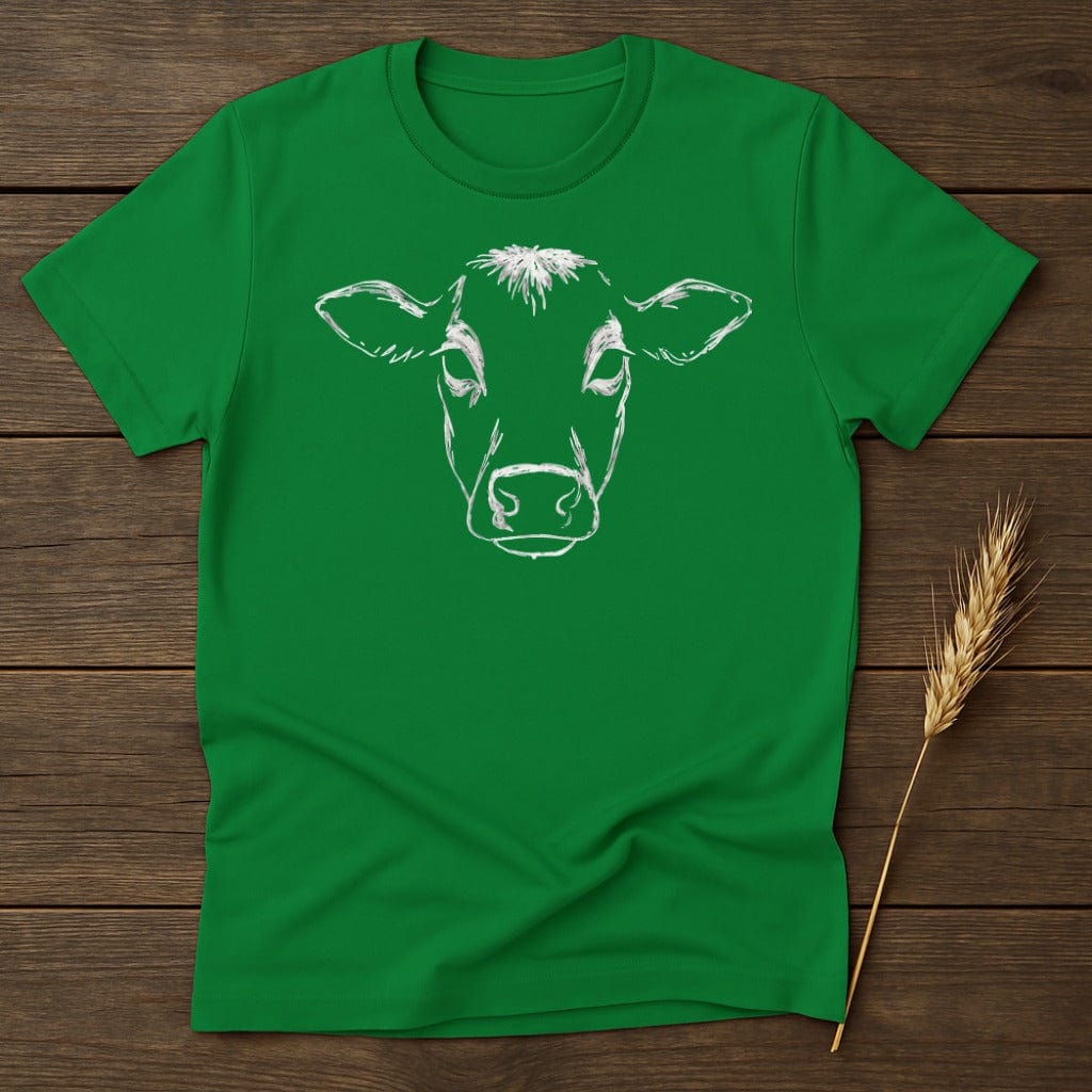 Green Shirt with Artistic Cow Head Design product