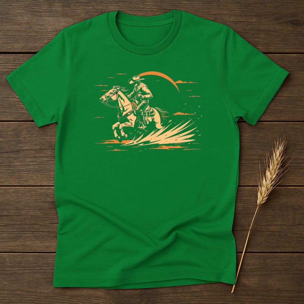 My Designs Physical Item S / Irish Green Cowboy Riding Galloping Horse Graphic T-Shirts