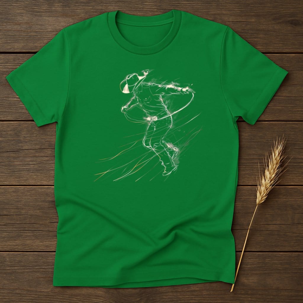 My Designs Physical Item S / Irish Green Western Cowboy Roping Design T-Shirts