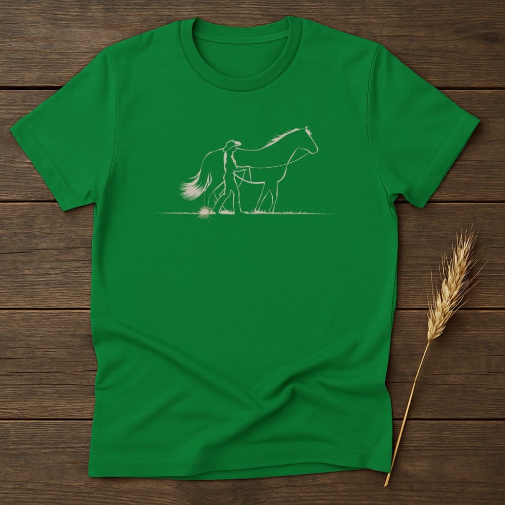 My Designs Silhouette Shirt S / Irish Green Cowboy and Horse Graphic T-Shirts