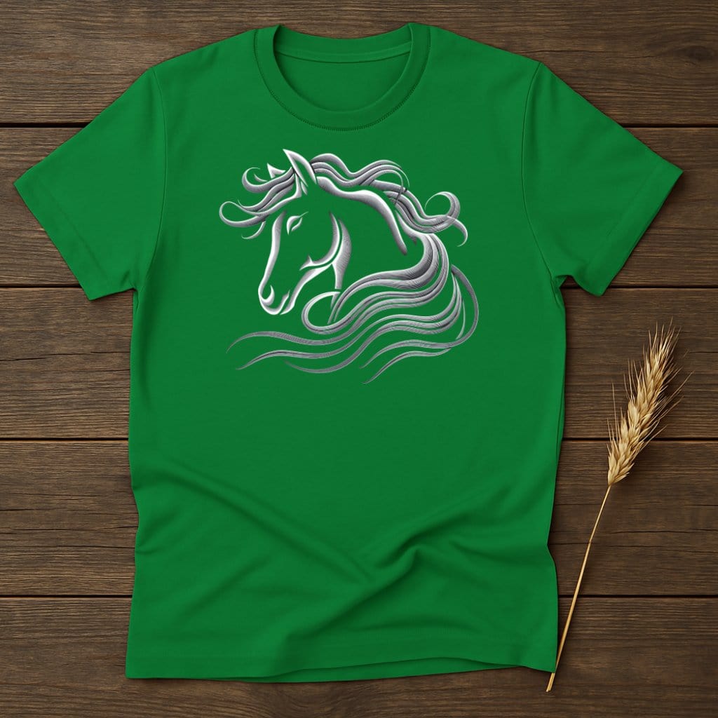 My Designs Silhouette Shirt S / Irish Green Horse Head and Flowing Mane T-Shirts