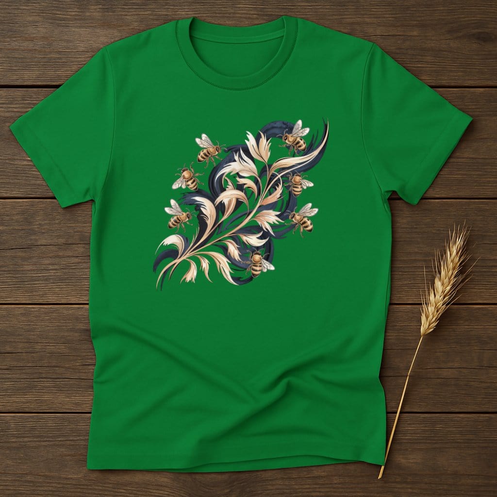 MyDesigns Physical Item S / Irish Green Bees On Flowers T-Shirt