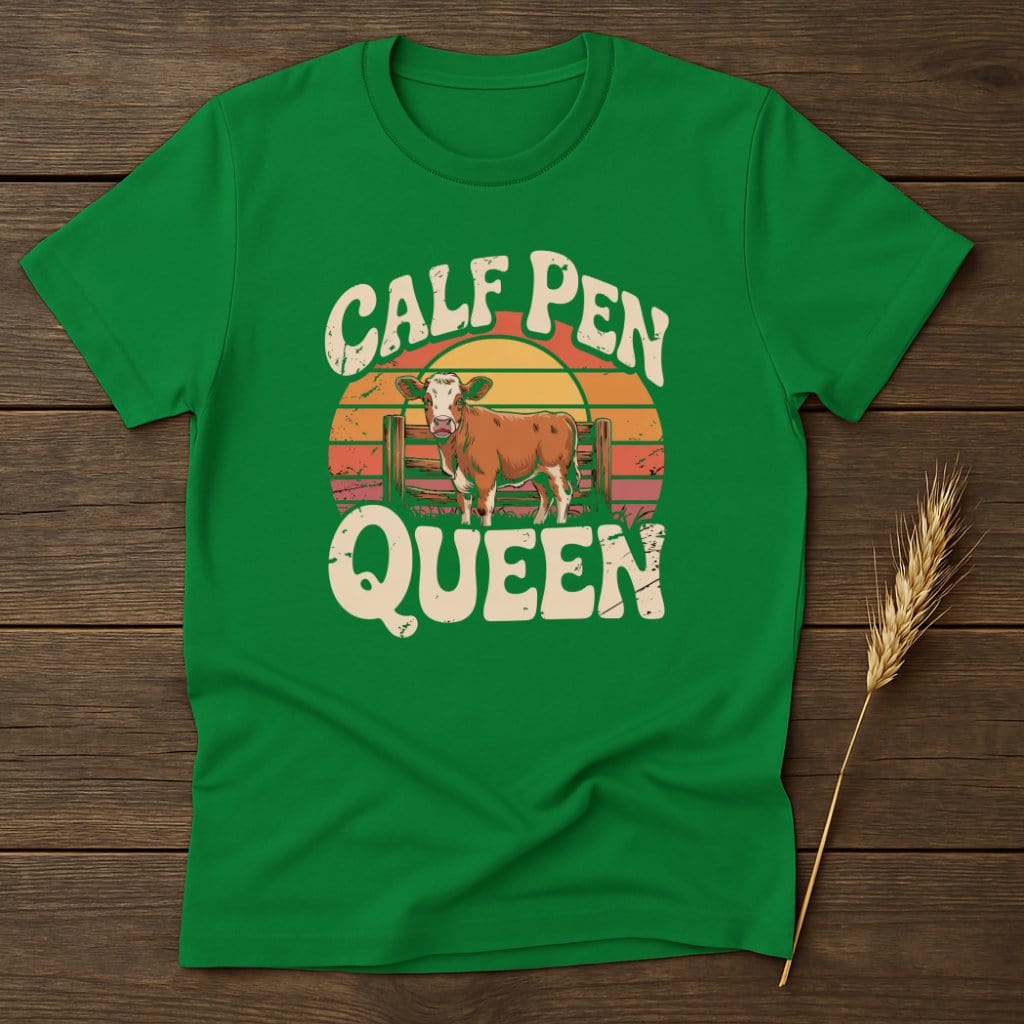 MyDesigns Physical Item S / Irish Green Calf Pen Queen Retro T-Shirts