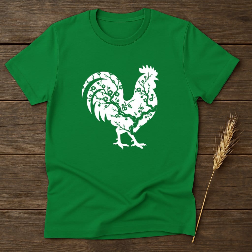 MyDesigns Physical Item S / Irish Green Cherry Blossom Rooster T-Shirts