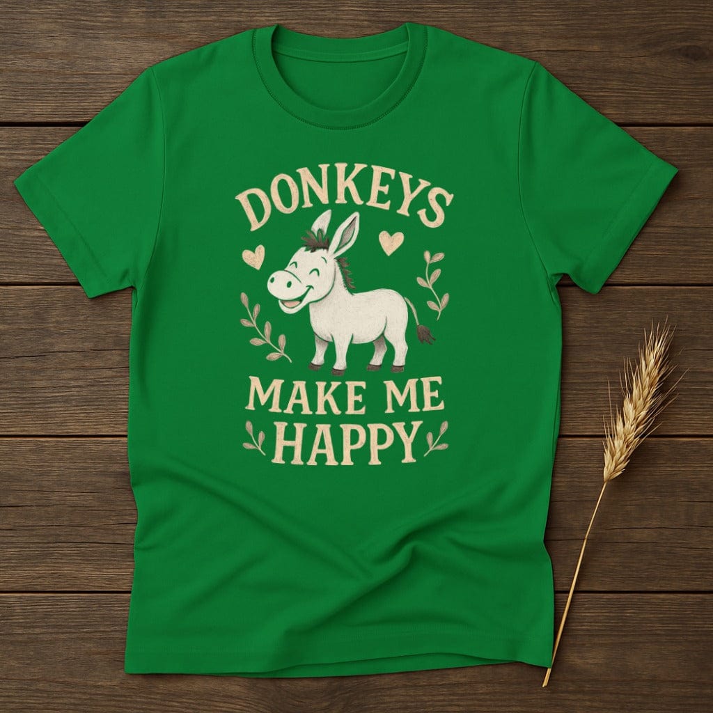 MyDesigns Physical Item S / Irish Green Donkeys Make Me Happy T-Shirt