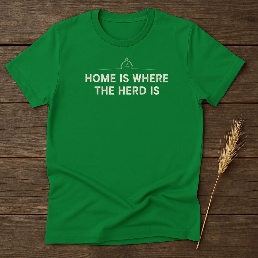 MyDesigns Physical Item S / Irish Green Home Is Where The Herd Is T-Shirt