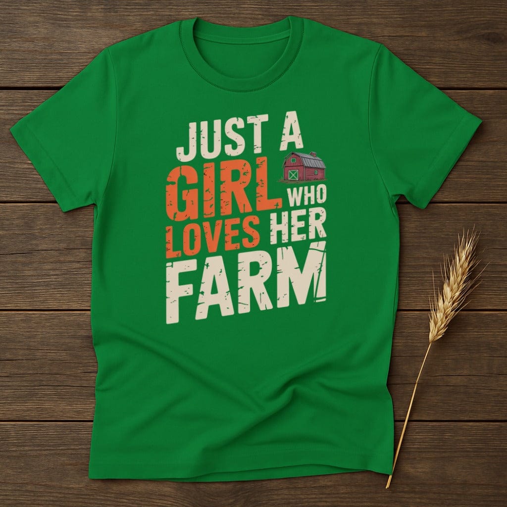 MyDesigns Physical Item S / Irish Green Just A Girl Who Loves Her Farm T-Shirt
