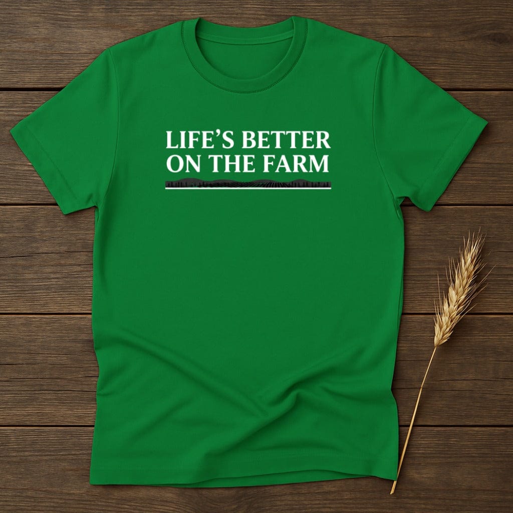 MyDesigns Physical Item S / Irish Green Life's Better On The Farm T-Shirt
