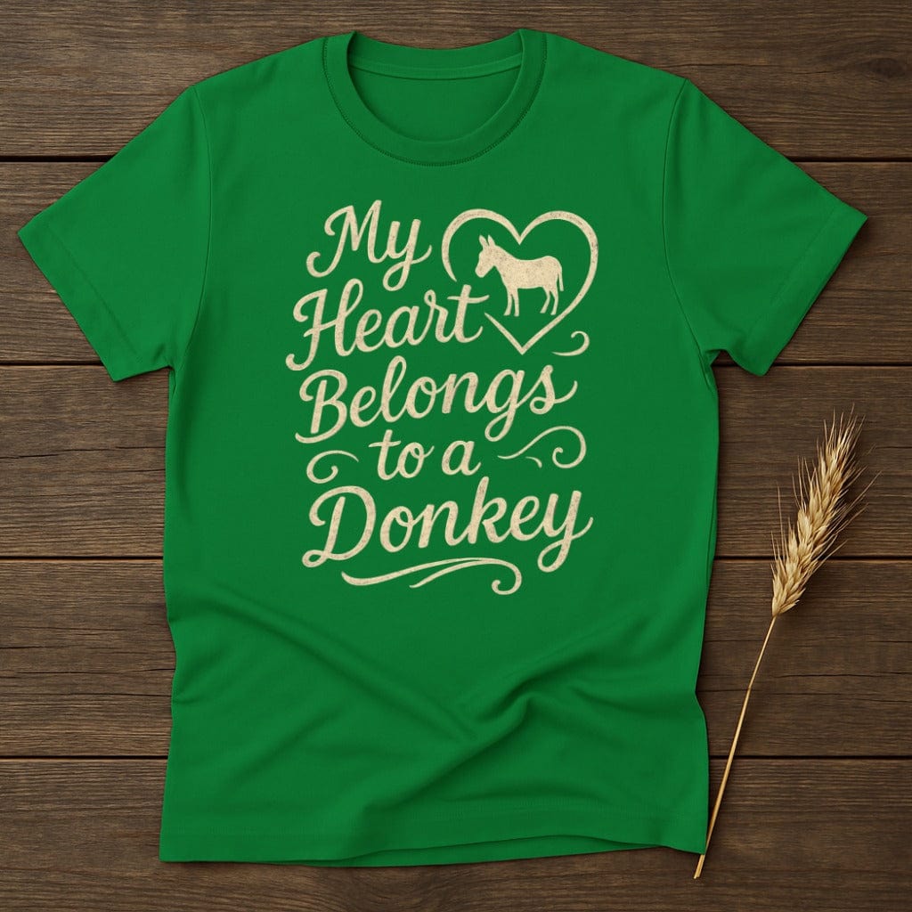 MyDesigns Physical Item S / Irish Green My Heart Belongs to a Donkey T-Shirt