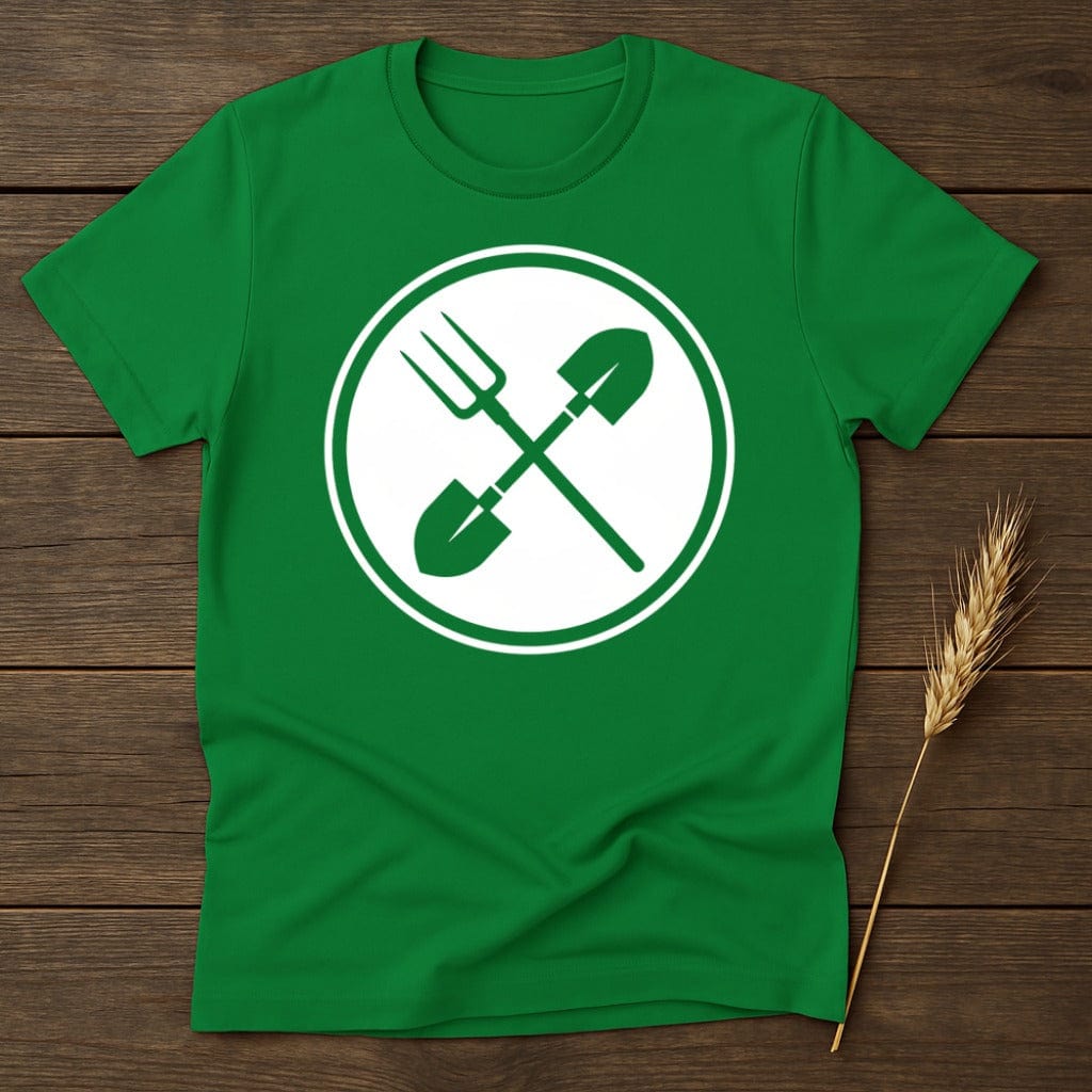 MyDesigns Physical Item S / Irish Green Pitchfork and Shovel Logo T-Shirt
